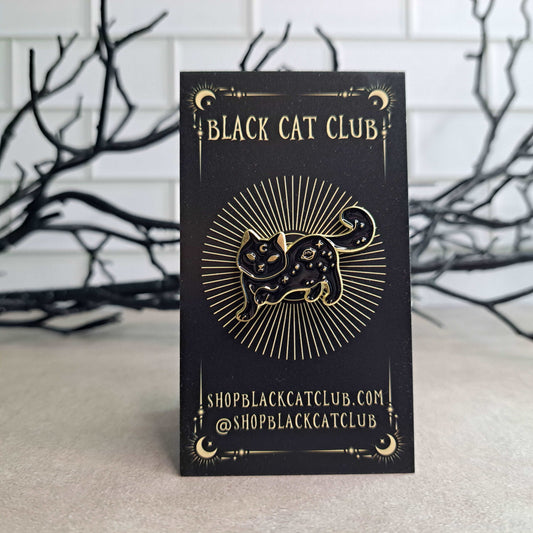 Celestial Black Cat Enamel Pin
