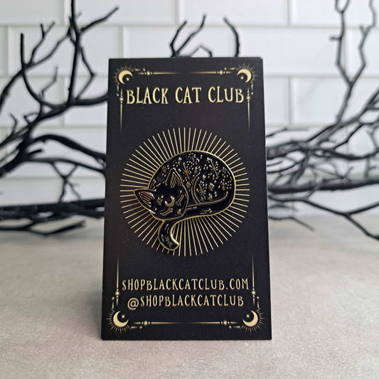 Celestial Sleeping Black Cat Enamel Pin