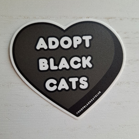 Adopt Black Cats 3" Black Heart Sticker