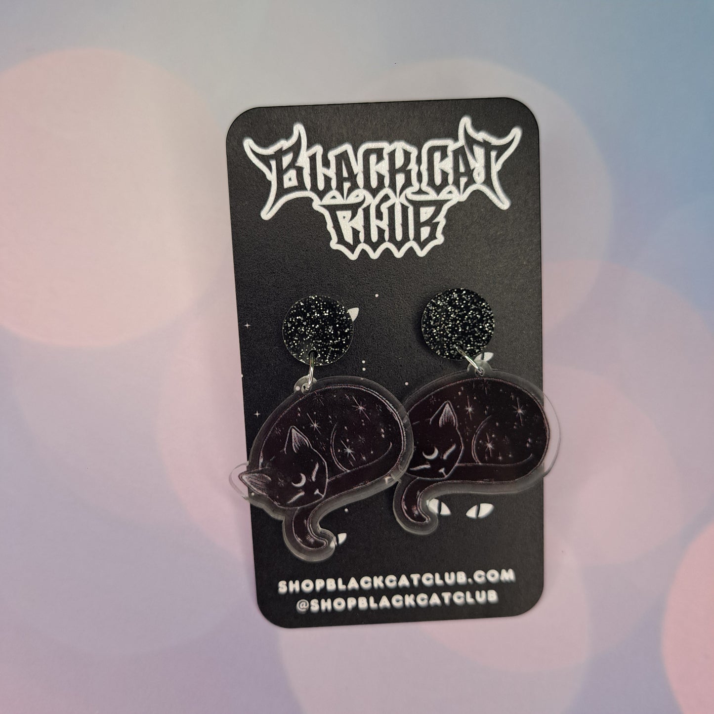 Celestial Cat Dangle Stud Earrings