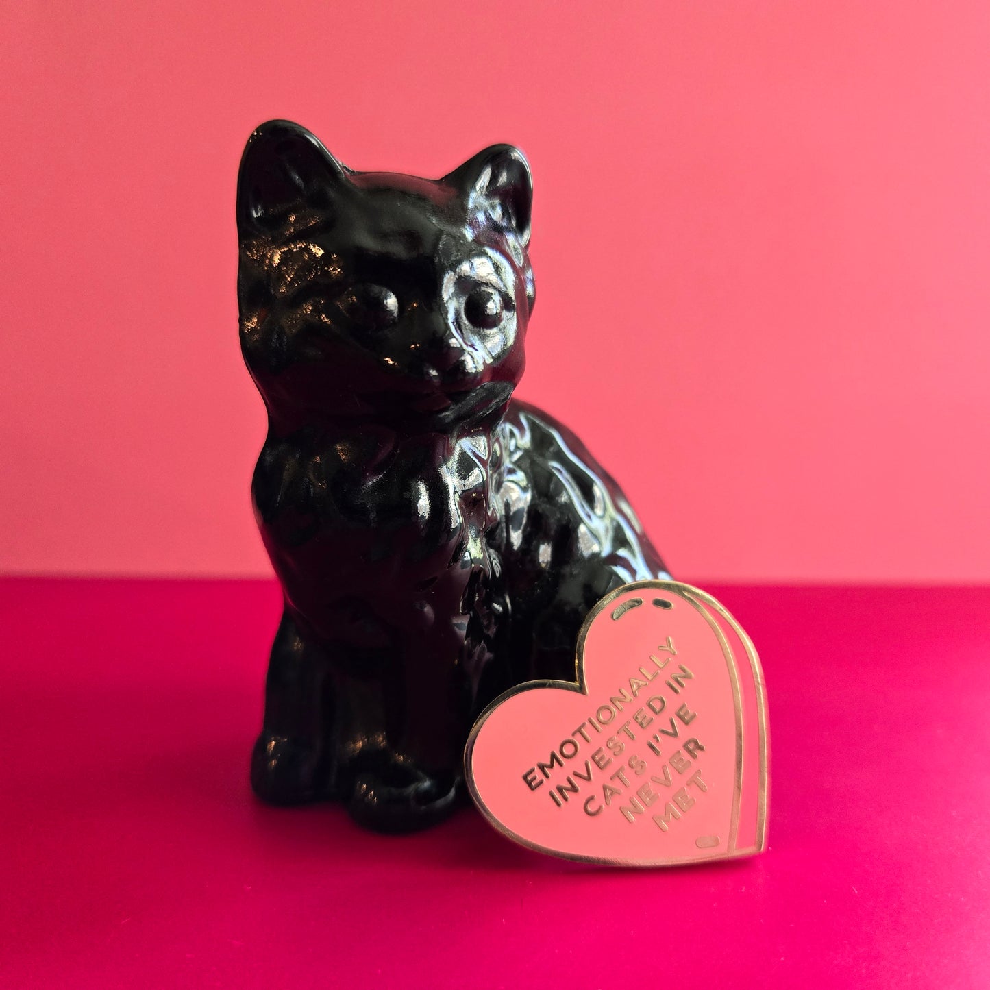 Emotionally Invested in Cats I've Never Met Heart Hard Enamel Pin