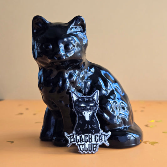 Black Cat Club Hissing Kitten Logo Hard Enamel Pin