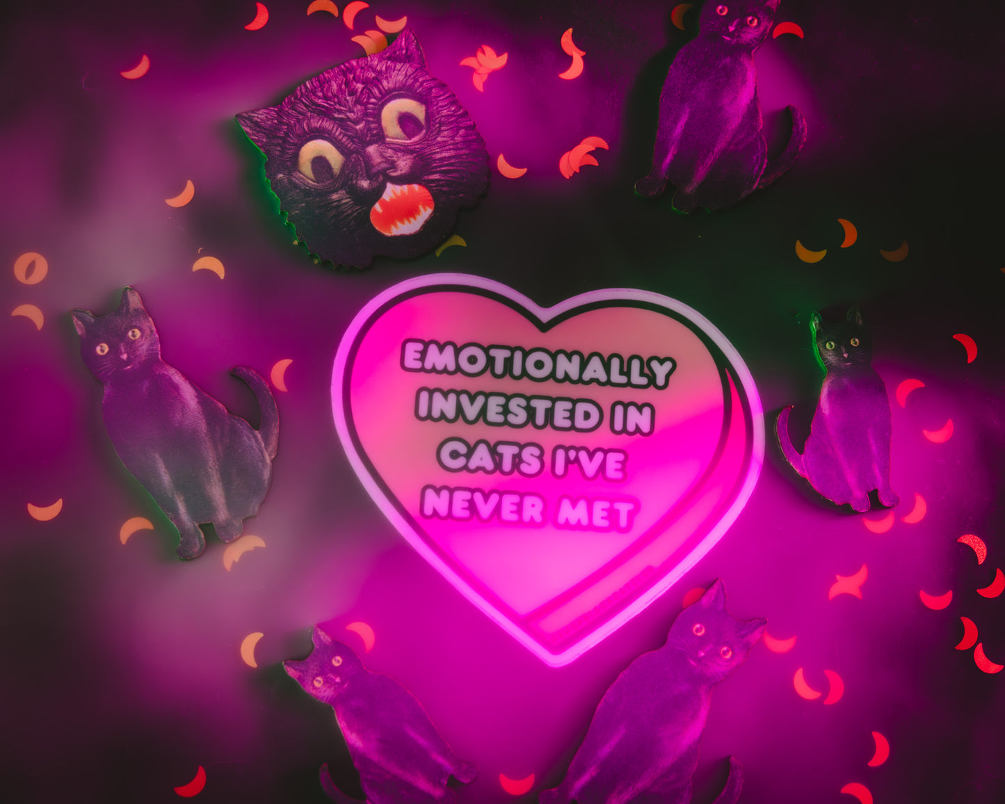 Emotionally Invested in Cats I've Never Met 3" Pink Heart Sticker