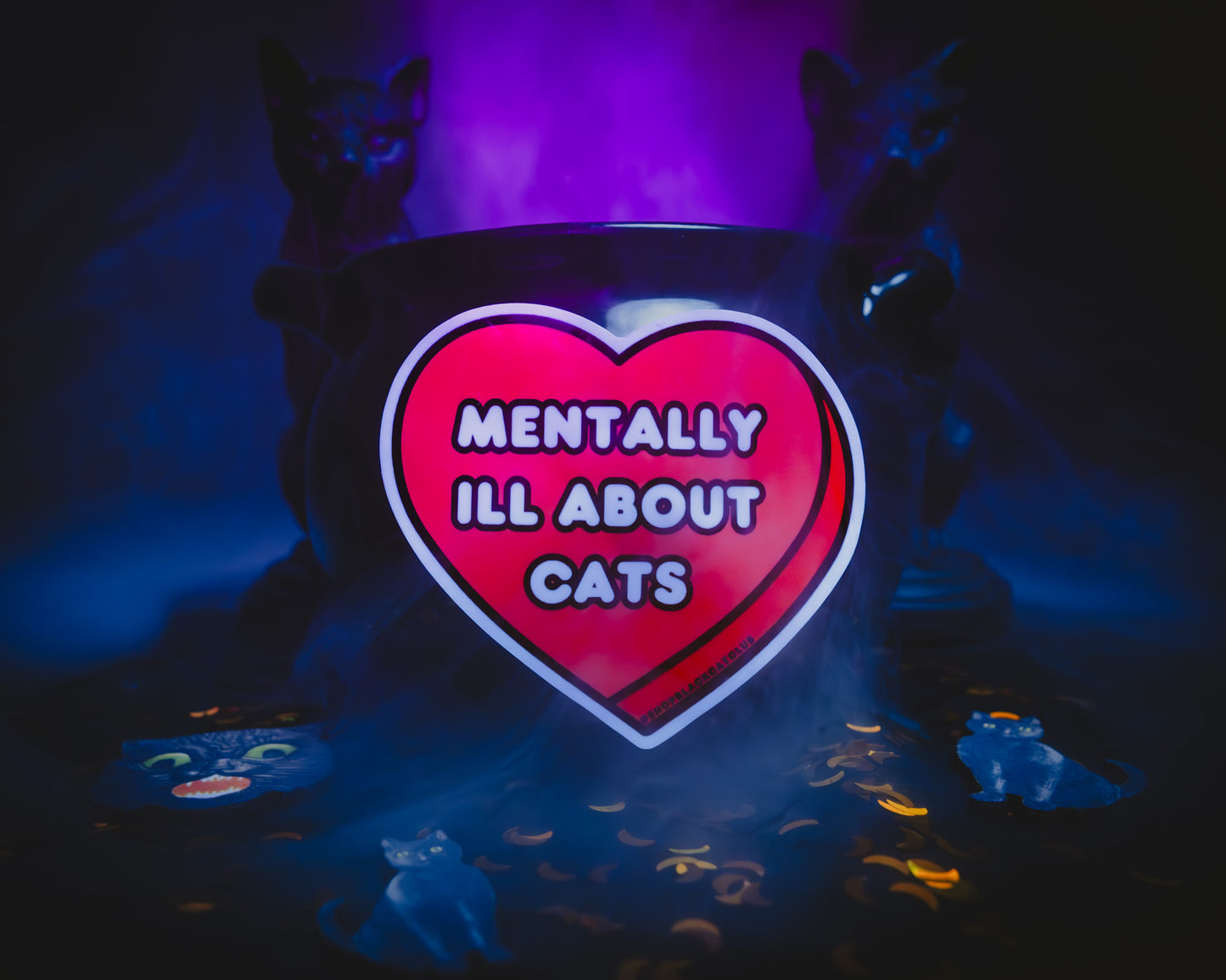 Mentally Ill About Cats 3" Red Heart Sticker