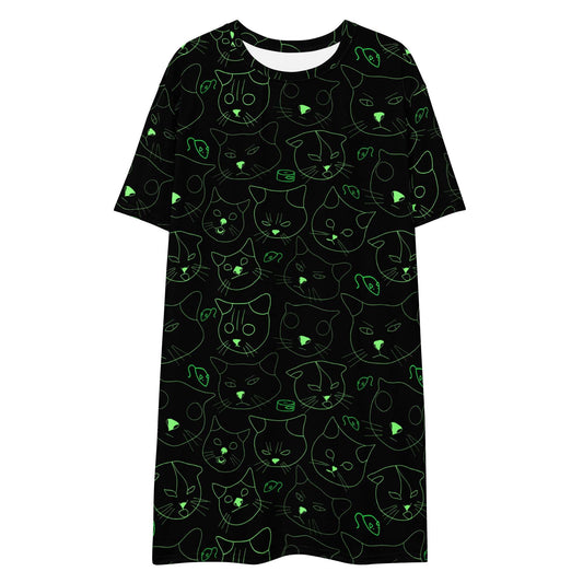 Green Cats T-shirt dress