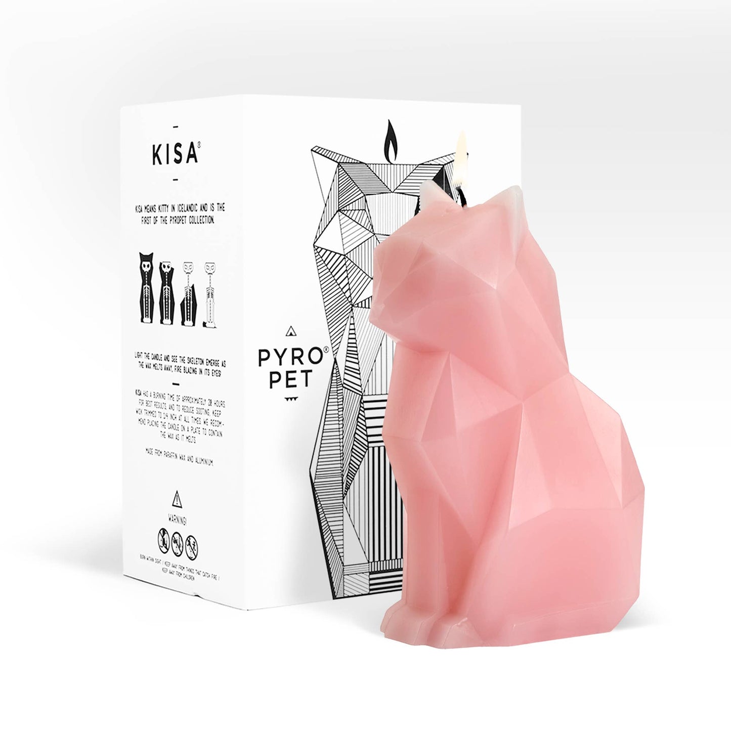 PyroPet Kisa Cat Skeleton Candle - Light Pink