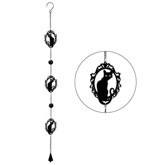 Decorative hanging chain with cat silhouettes on a white background