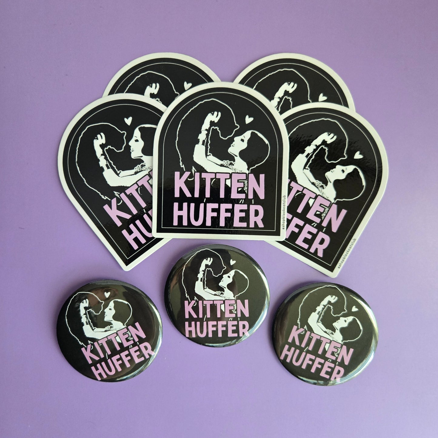 Kitten Huffer Button 2.25"