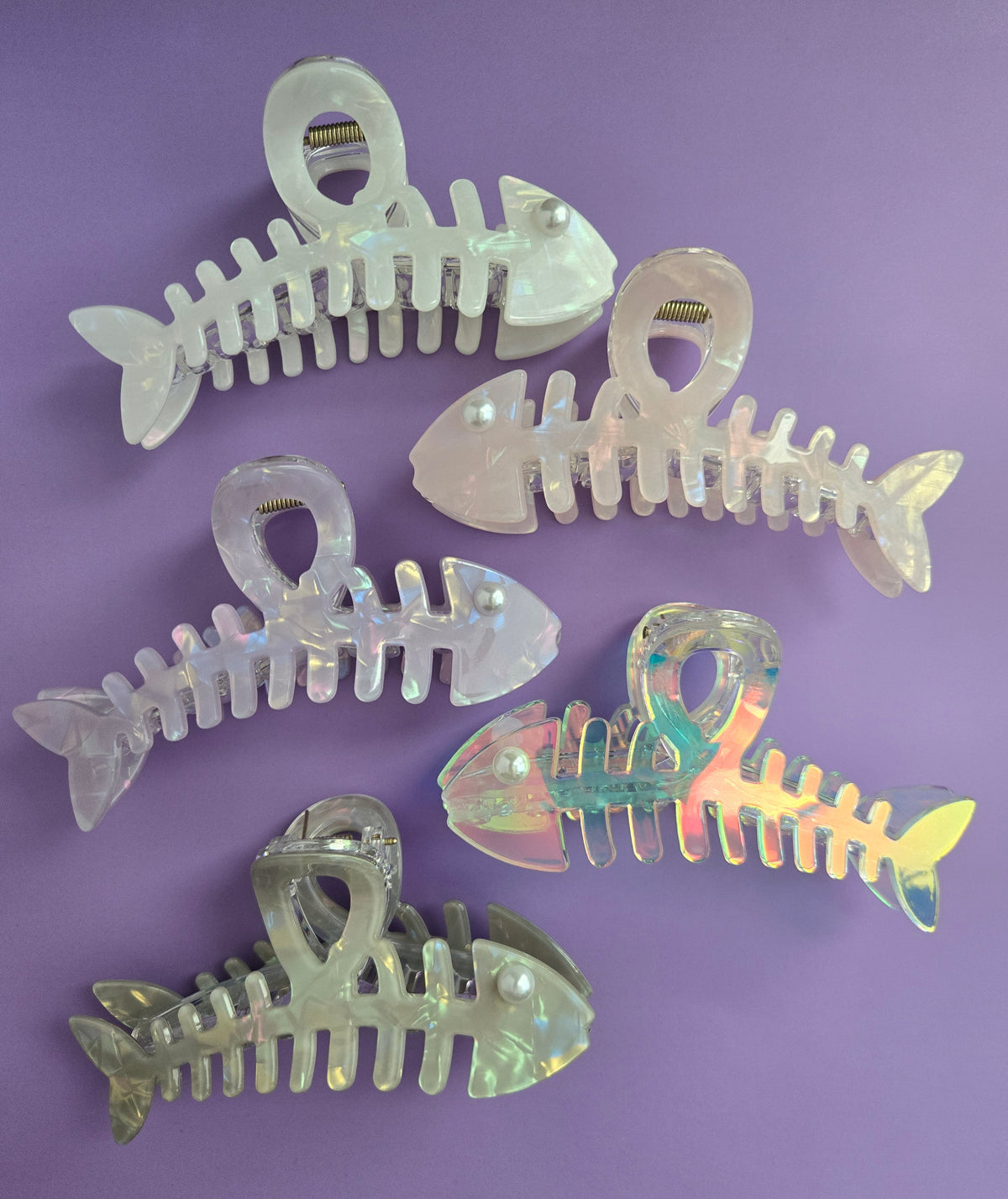 Fish Bone Hair Claw - Iridescent