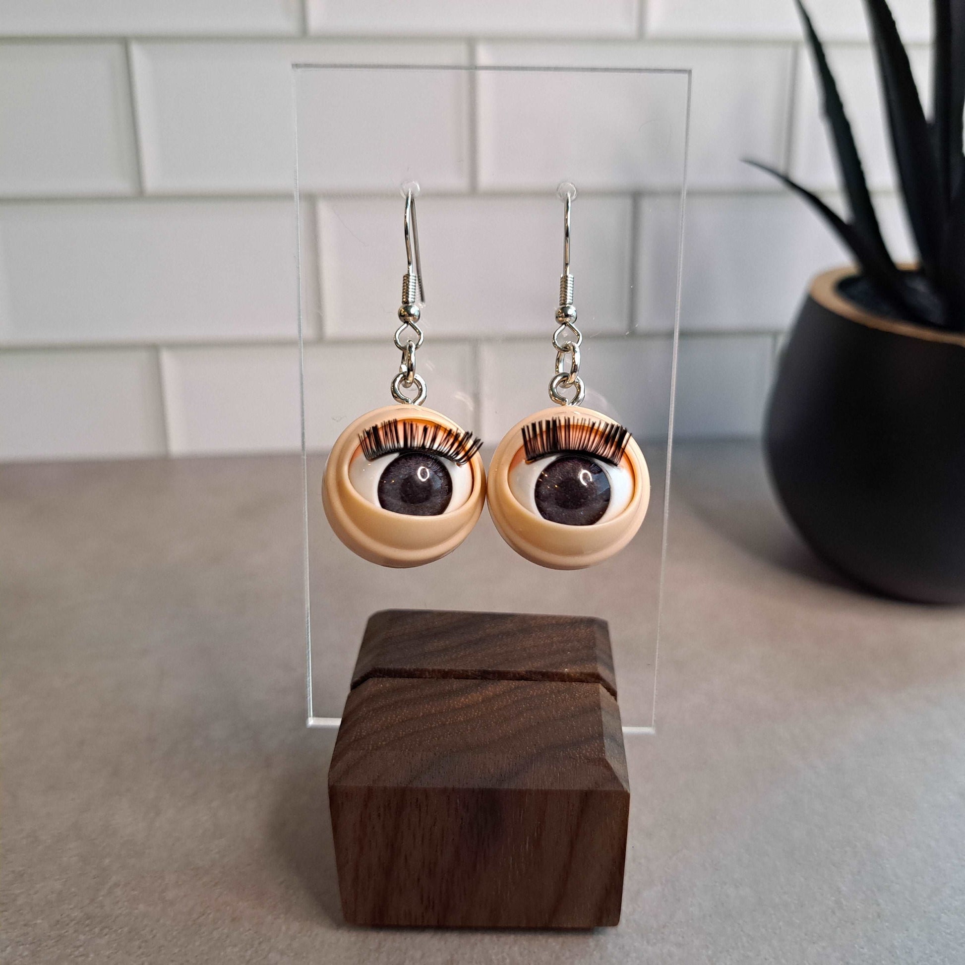 Creepy Blinking Doll Eyes Dangle Earrings