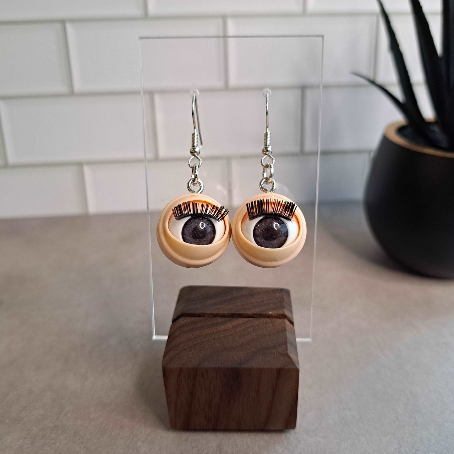 Creepy Blinking Doll Eyes Dangle Earrings