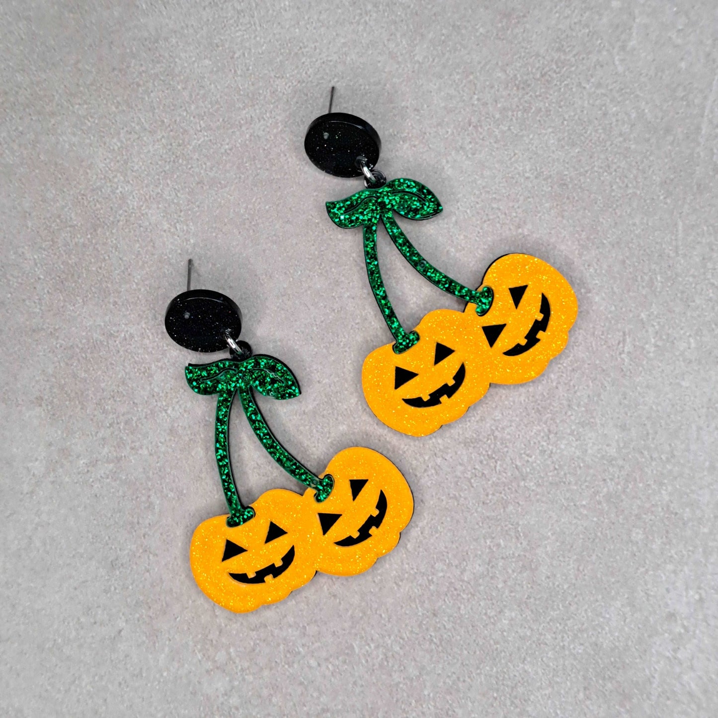 Jack O Lantern Cherries Dangle Earrings