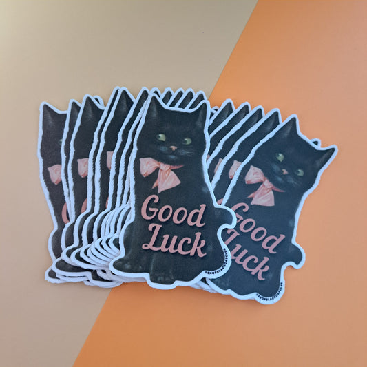 Good Luck Vintage Black Cat 3" Sticker