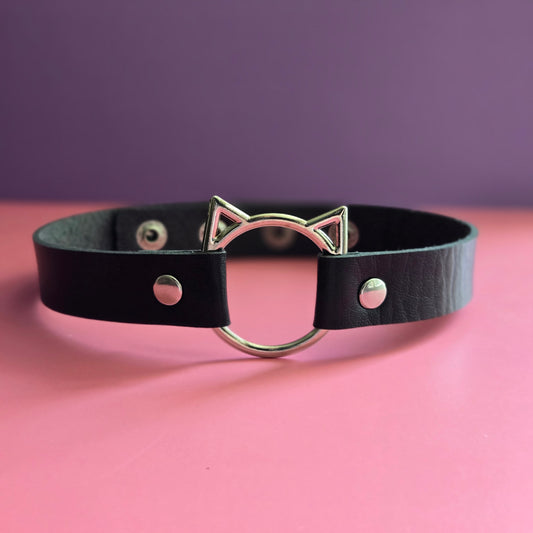 Black Cat Vegan Leather Choker