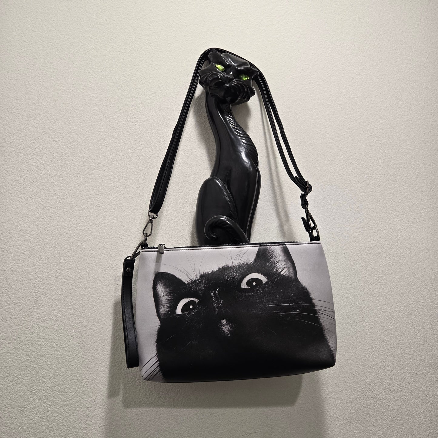 Derpy Black Kitty Cross Body Purse