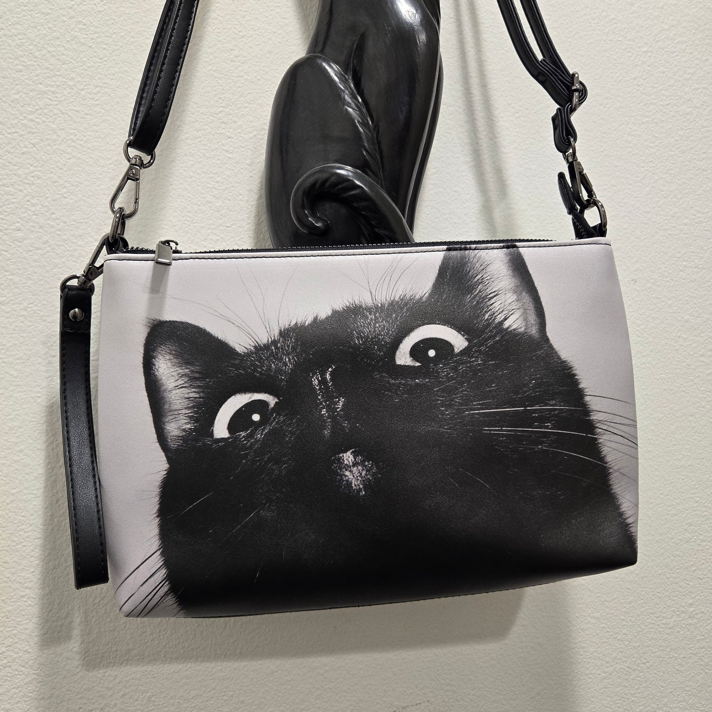 Derpy Black Kitty Cross Body Purse