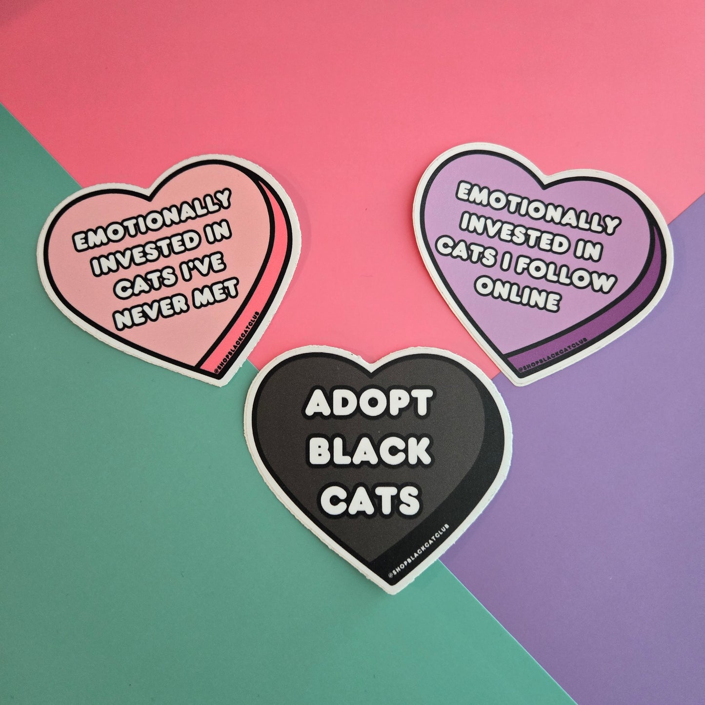 Adopt Black Cats 3" Black Heart Sticker