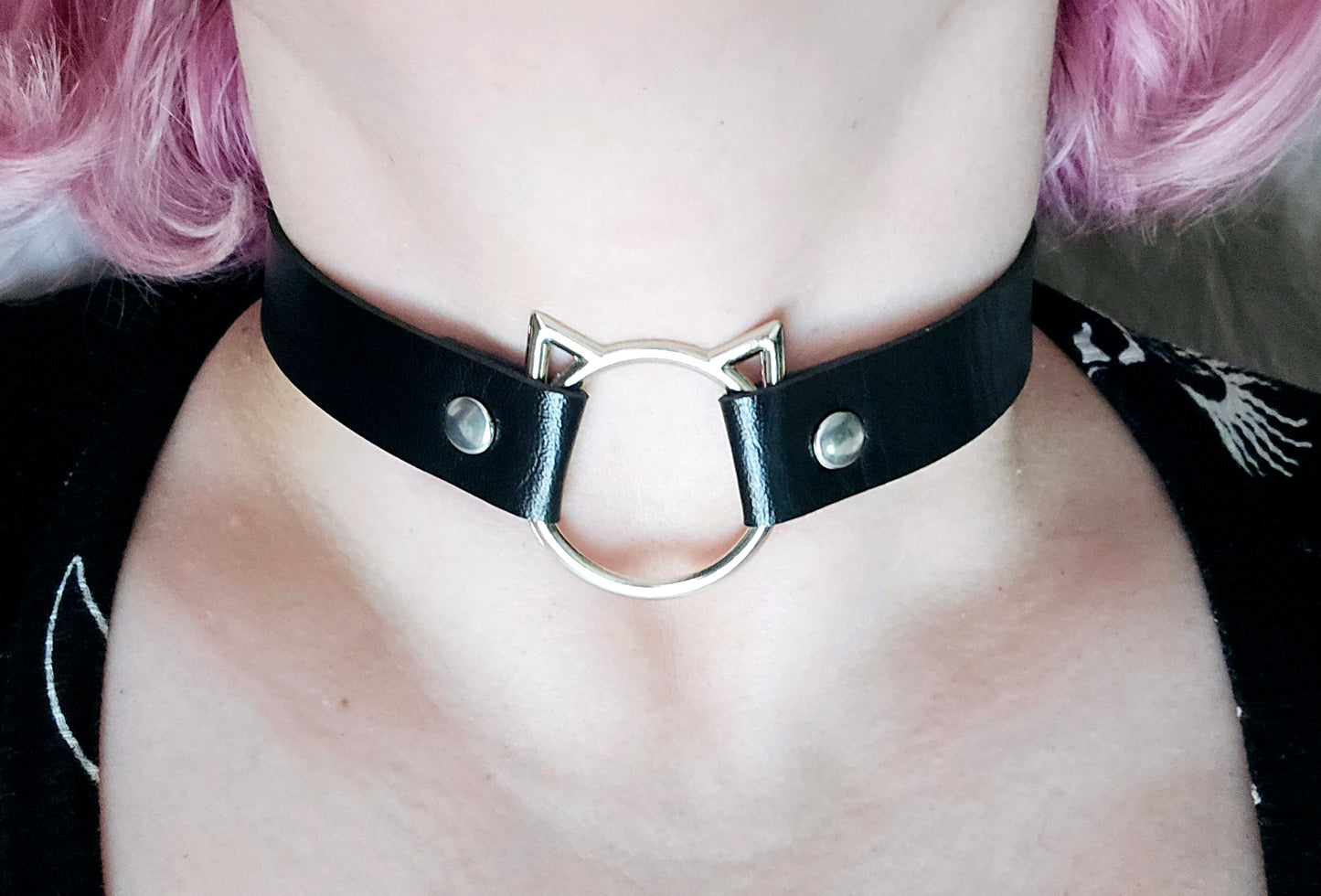 Black Cat Vegan Leather Choker