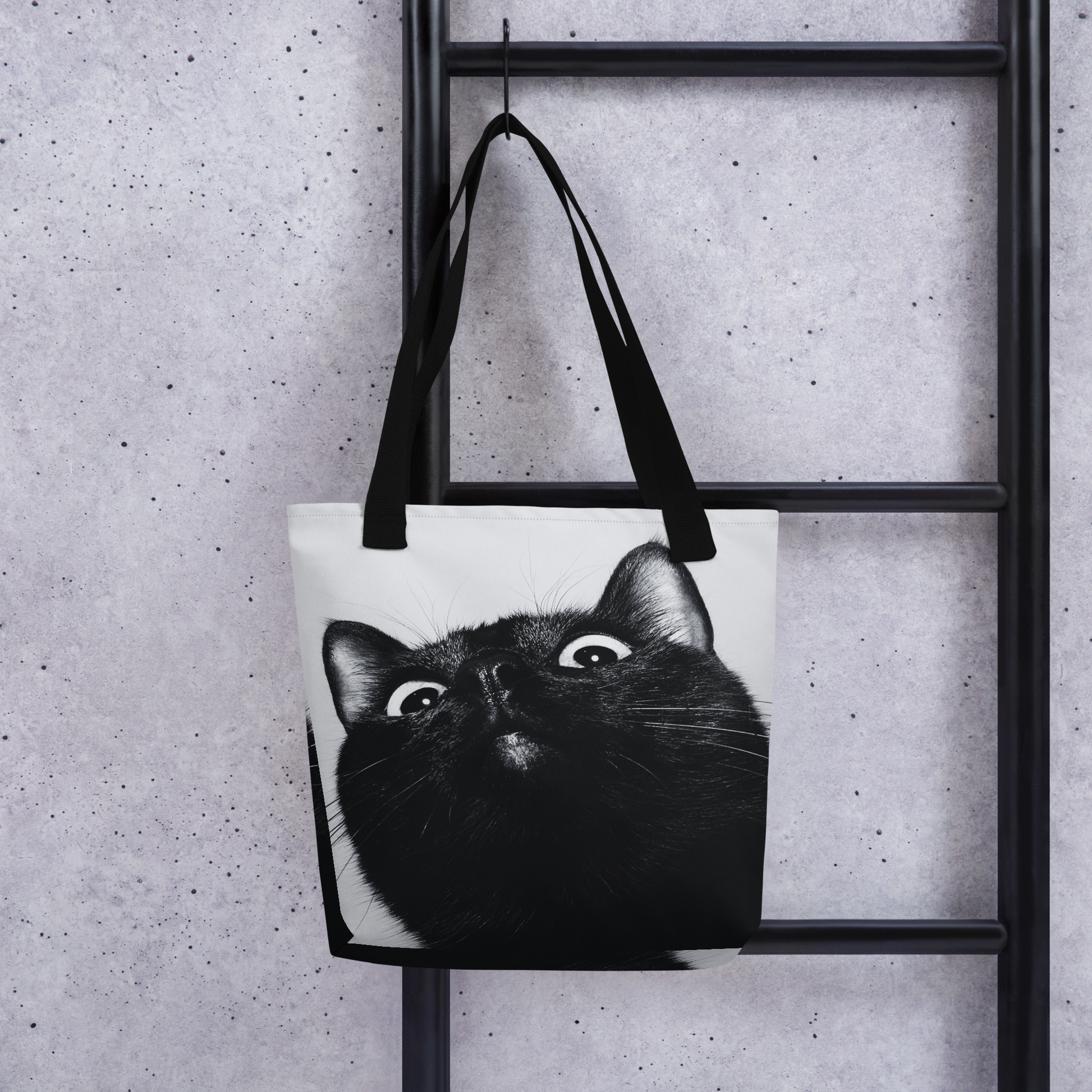 Black White Derpy Cat Tote – Black Cat Club - Main Image