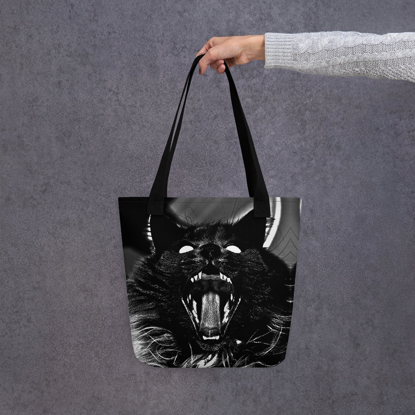 Black & White Hissing Cat Tote