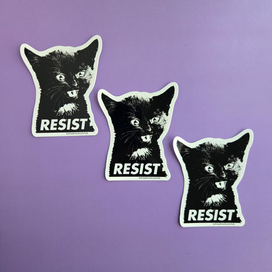 Resist Kitten Sticker 3"