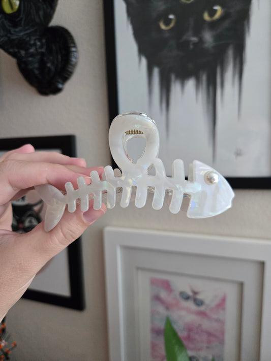 Fish Bone Hair Claw - White