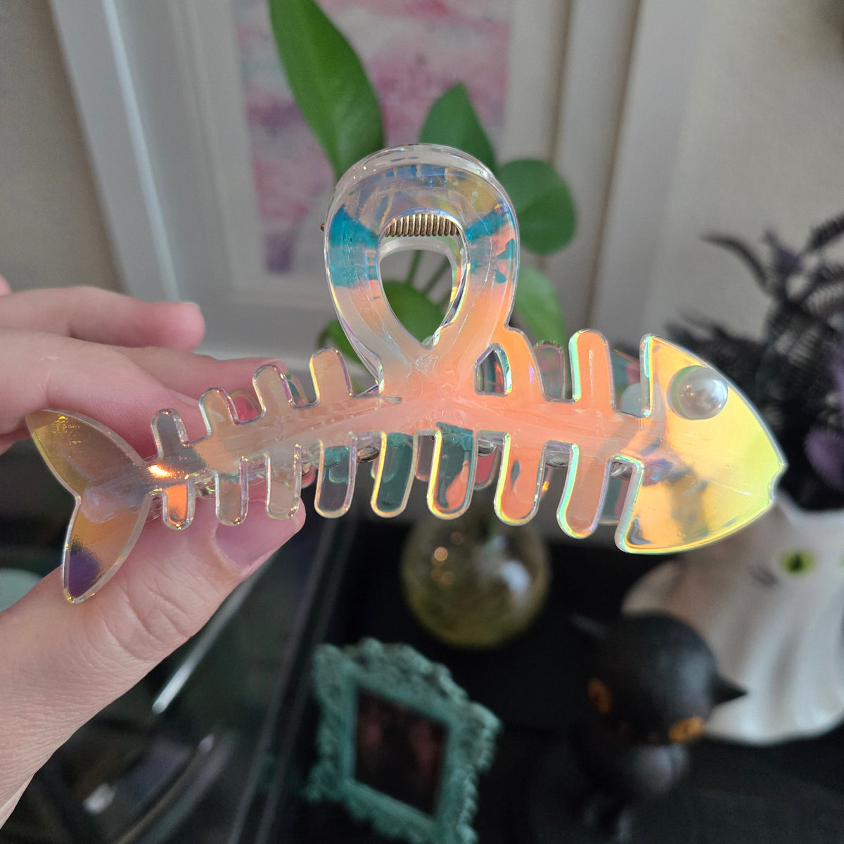 Fish Bone Hair Claw - Iridescent