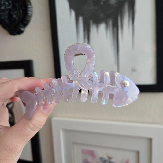 Fish Bone Hair Claw - Light Purple