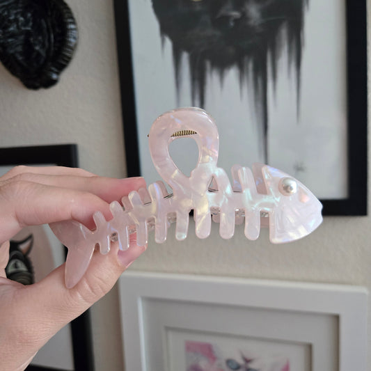 Fish Bone Hair Claw - Light Pink