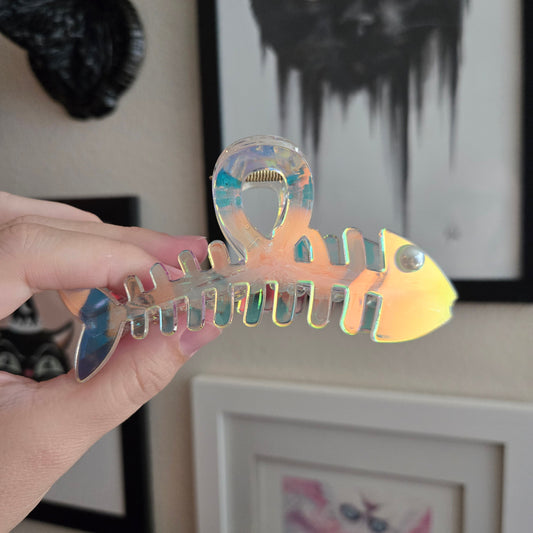 Fish Bone Hair Claw - Iridescent
