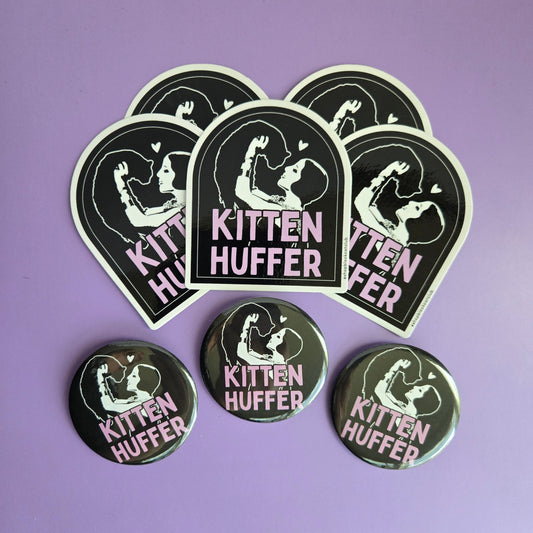 Kitten Huffer Button 2.25"