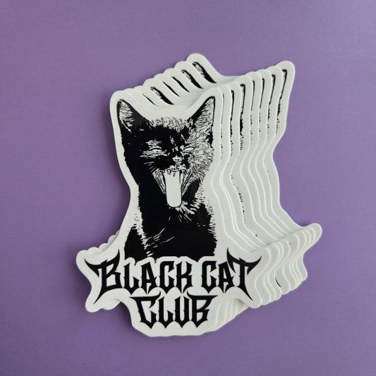 Black Cat Club Hissing Kitten Logo Sticker 3"
