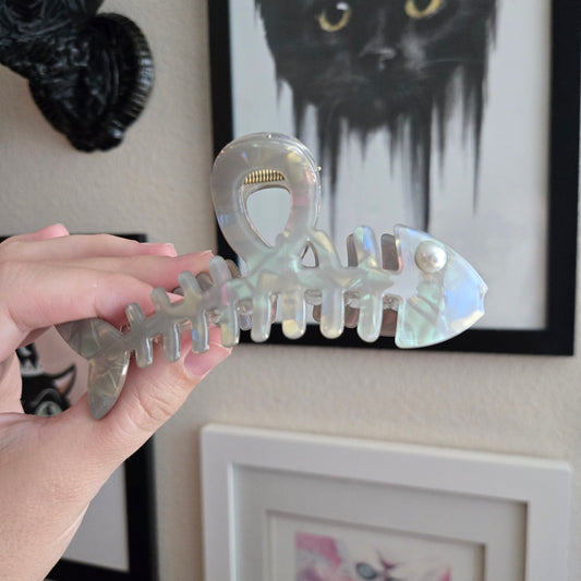 Fish Bone Hair Claw - Grey
